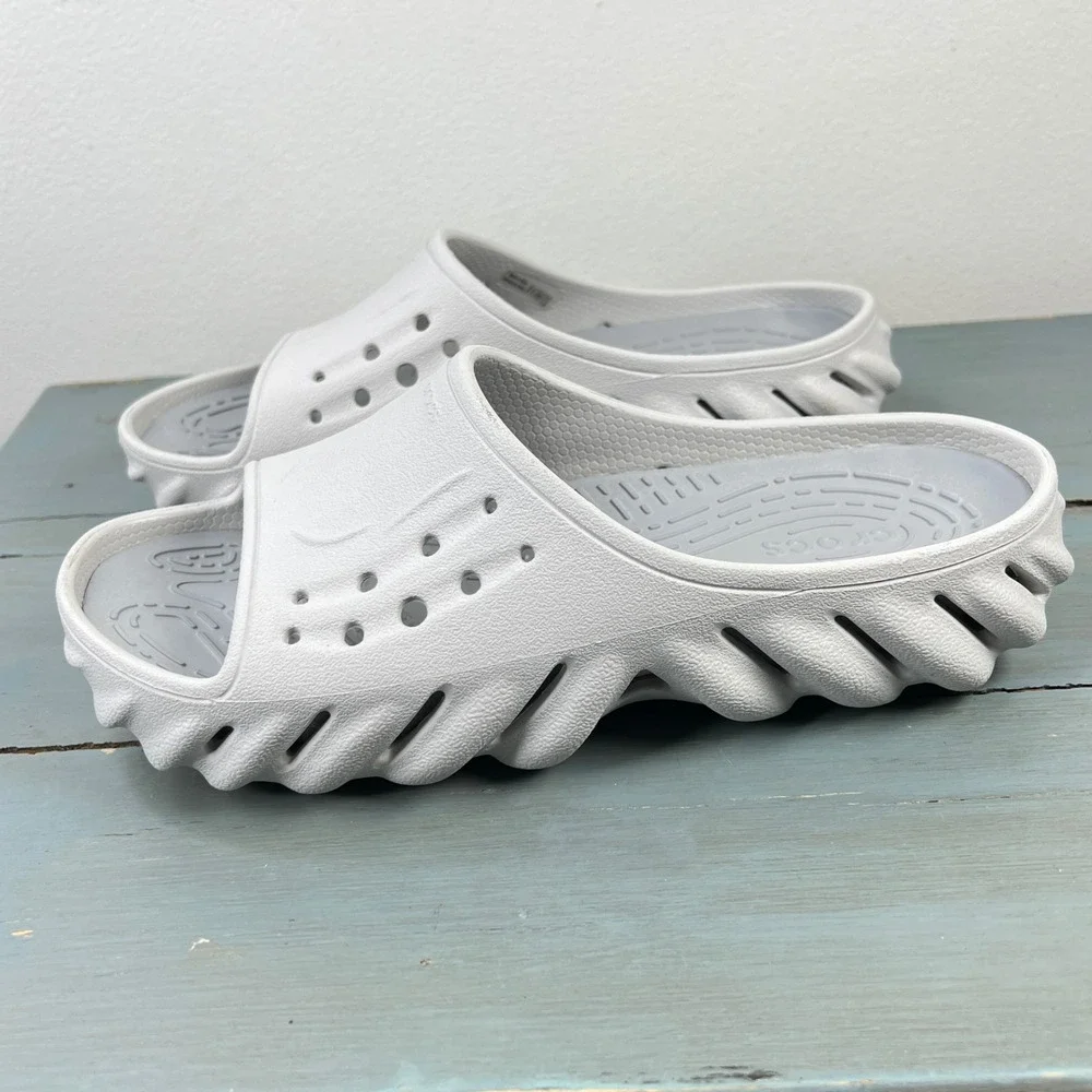 Crocs Echo Slide Light Grey Men 6 Women 8 Sporty Comfort Sandals
